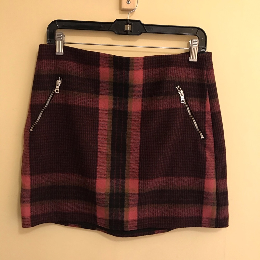 Plaid wool mini skirt
